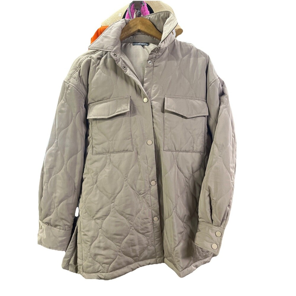 Sweet Lovely By Jen Mocha Corduroy Shacket Windbreaker Jacket Sz S